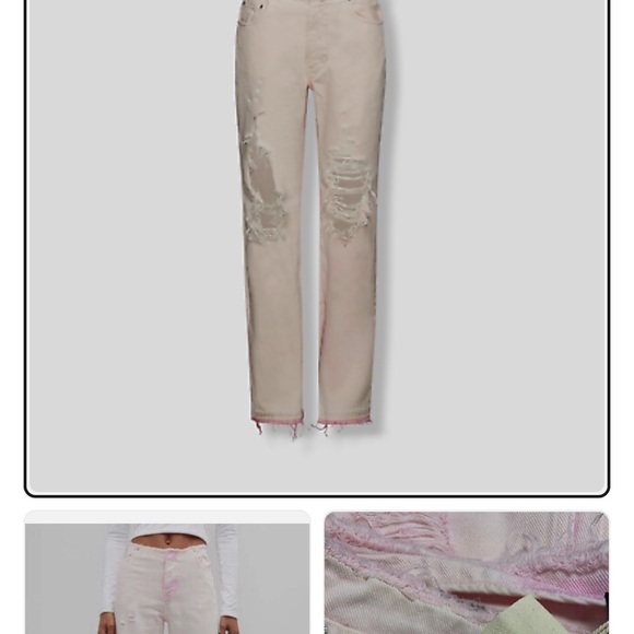 SER.O.YA. Women Pink Distressed Low-Rise Straight Split Jeans Pants. Size 29 - Picture 3 of 9